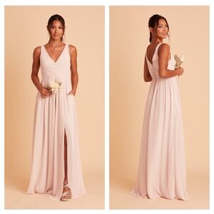 Birdy Grey Laurie Dress Chiffon Pale Blush Bridesmaid Size Large